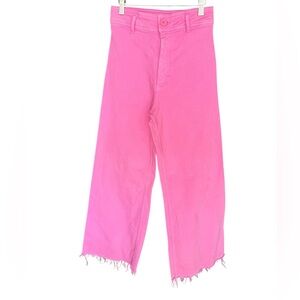 Zara Hot Pink Denim Pants wide legs